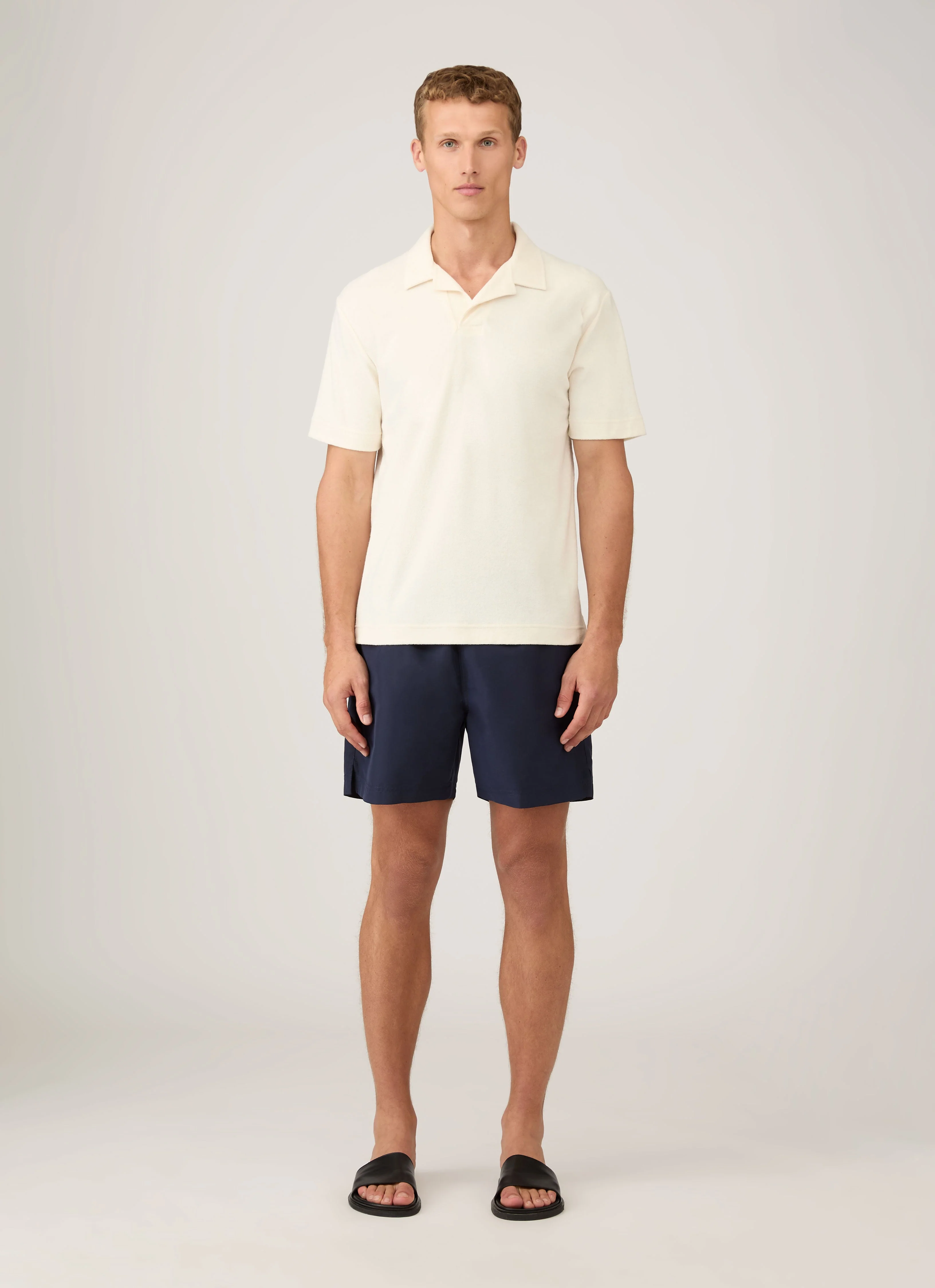 Men's Drawstring Swim Shorts in Navy - Image 3