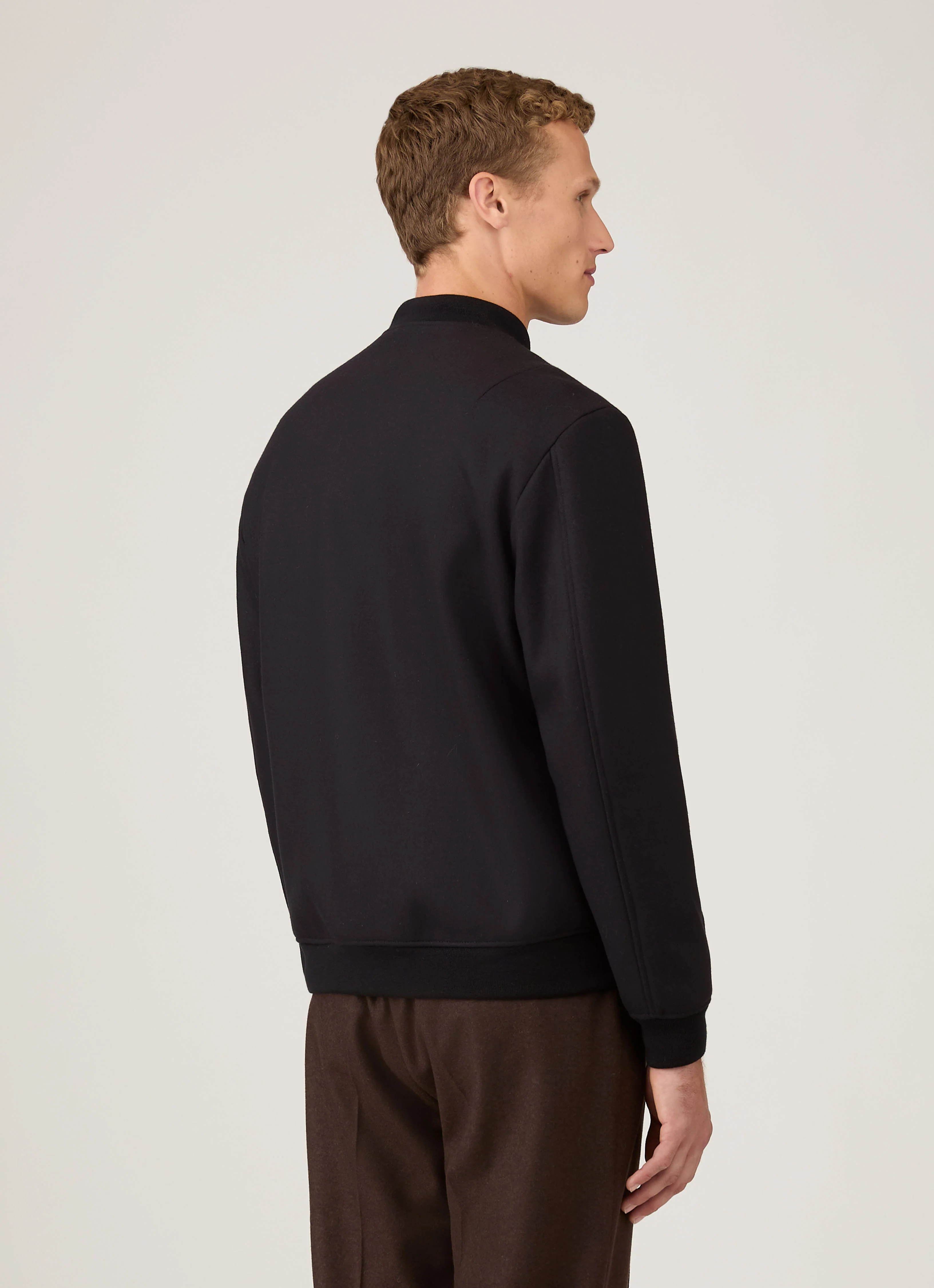 Men's Wool Bomber Jacket in Navy - Image 5
