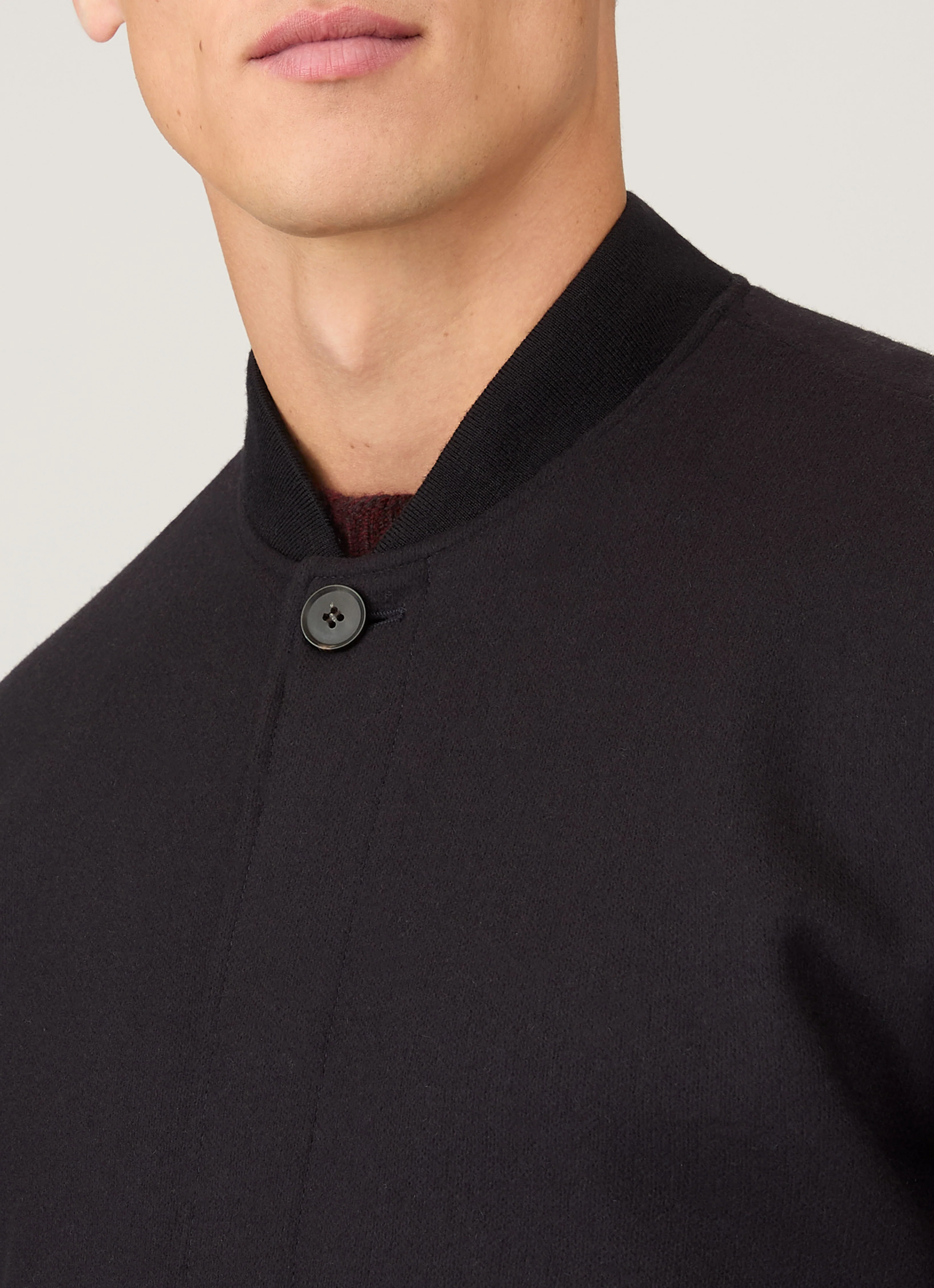 Men's Wool Bomber Jacket in Navy - Image 6