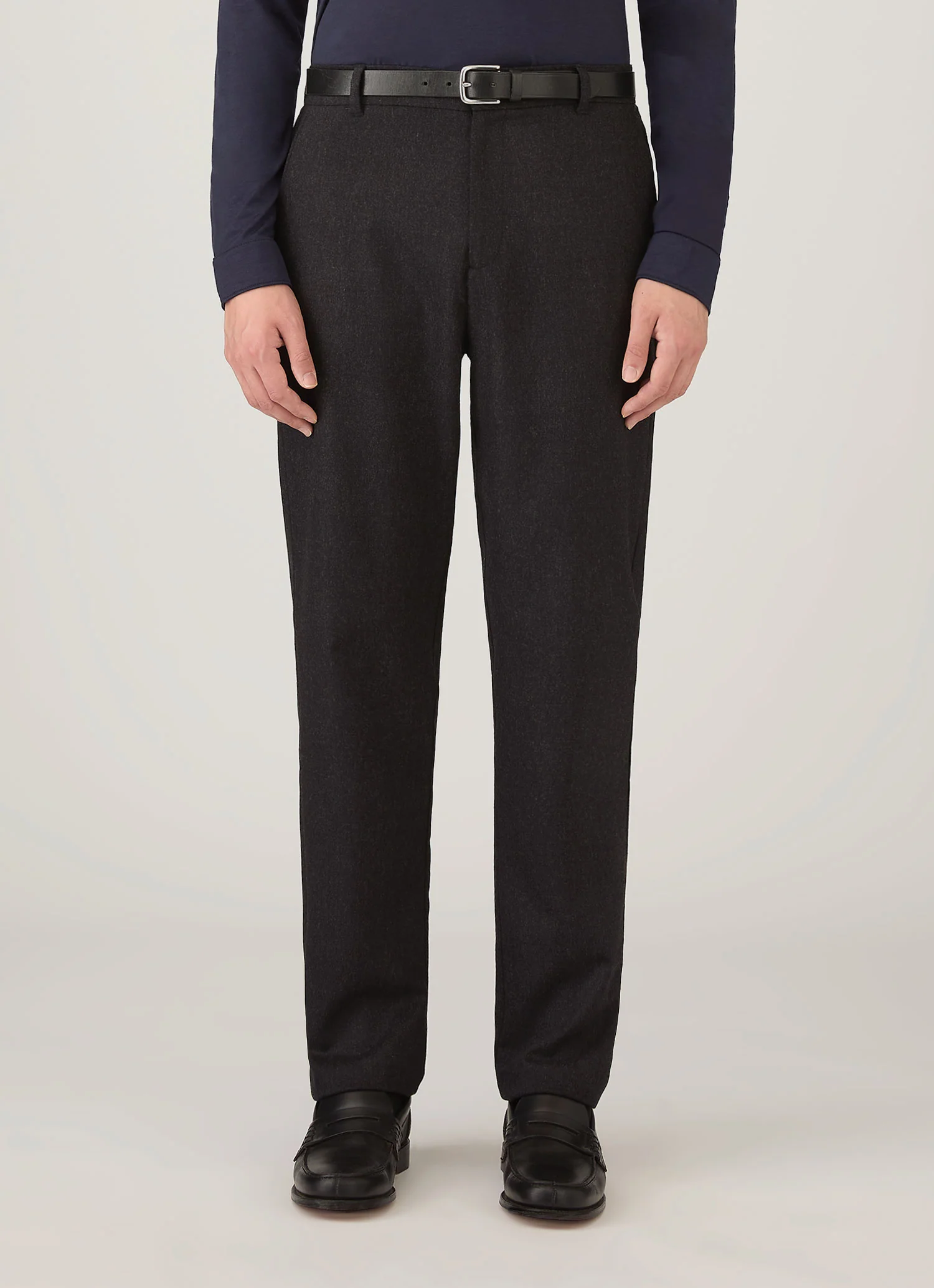 Men's Wool Cashmere Flannel Trouser in Charcoal Melange - Image 2