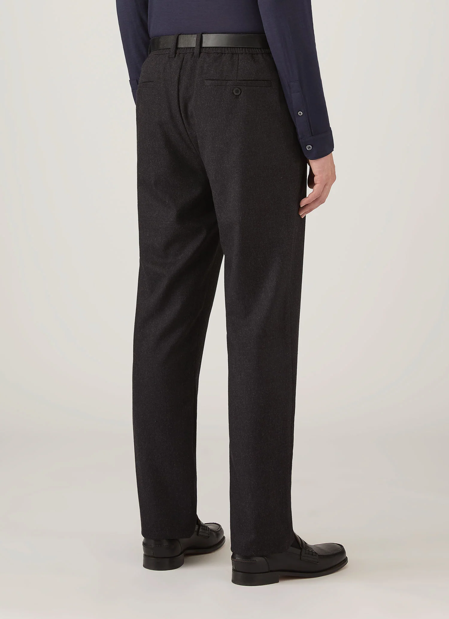 Men's Wool Cashmere Flannel Trouser in Charcoal Melange - Image 5