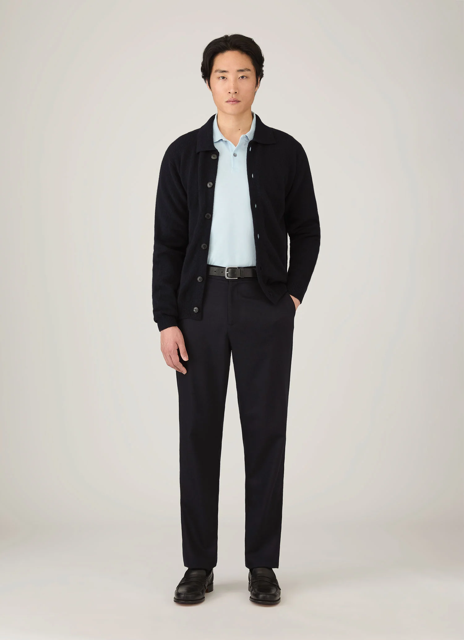 Men's Wool Cashmere Flannel Trouser in Navy - Image 3