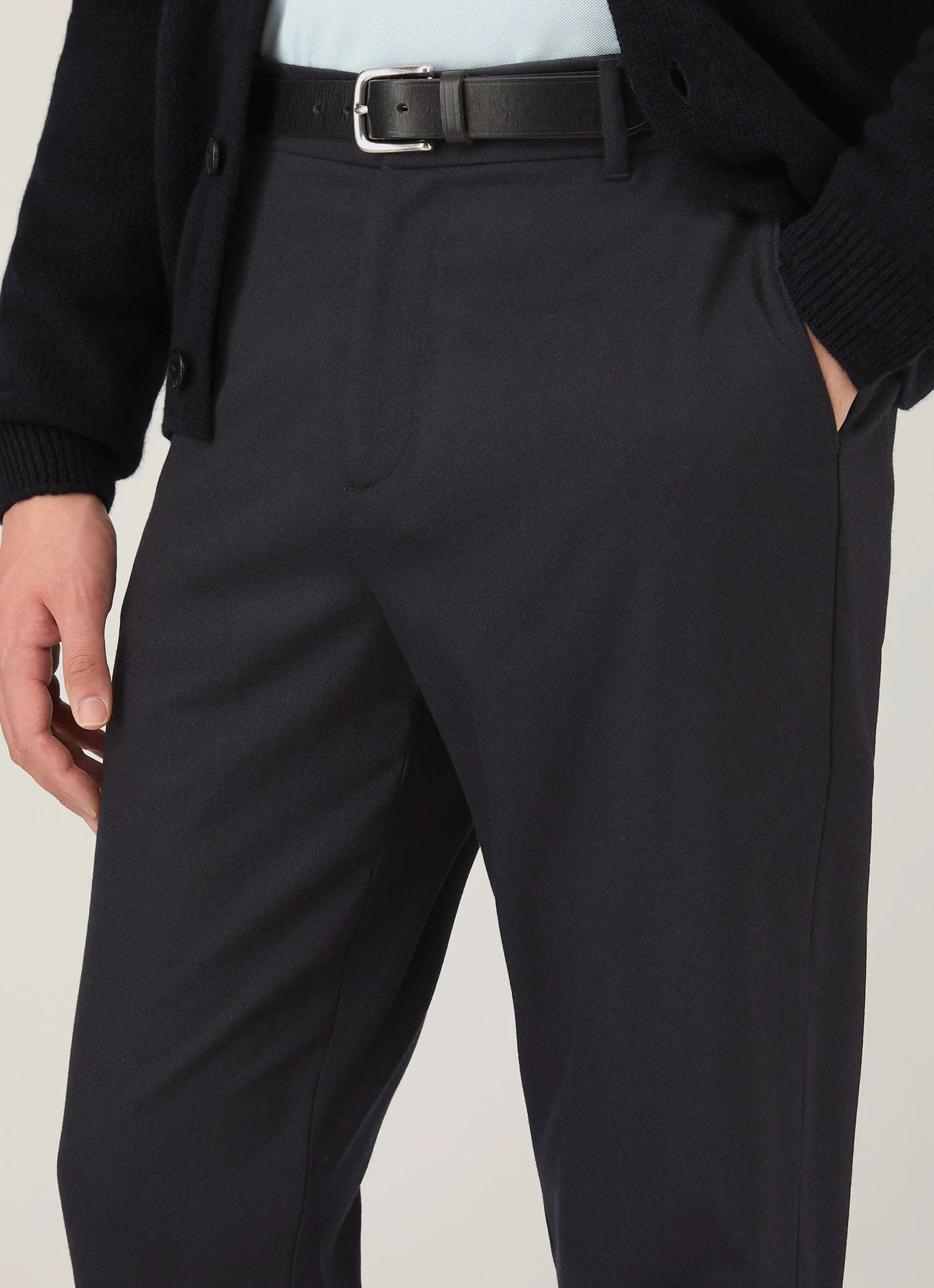 Men's Wool Cashmere Flannel Trouser in Navy - Image 6