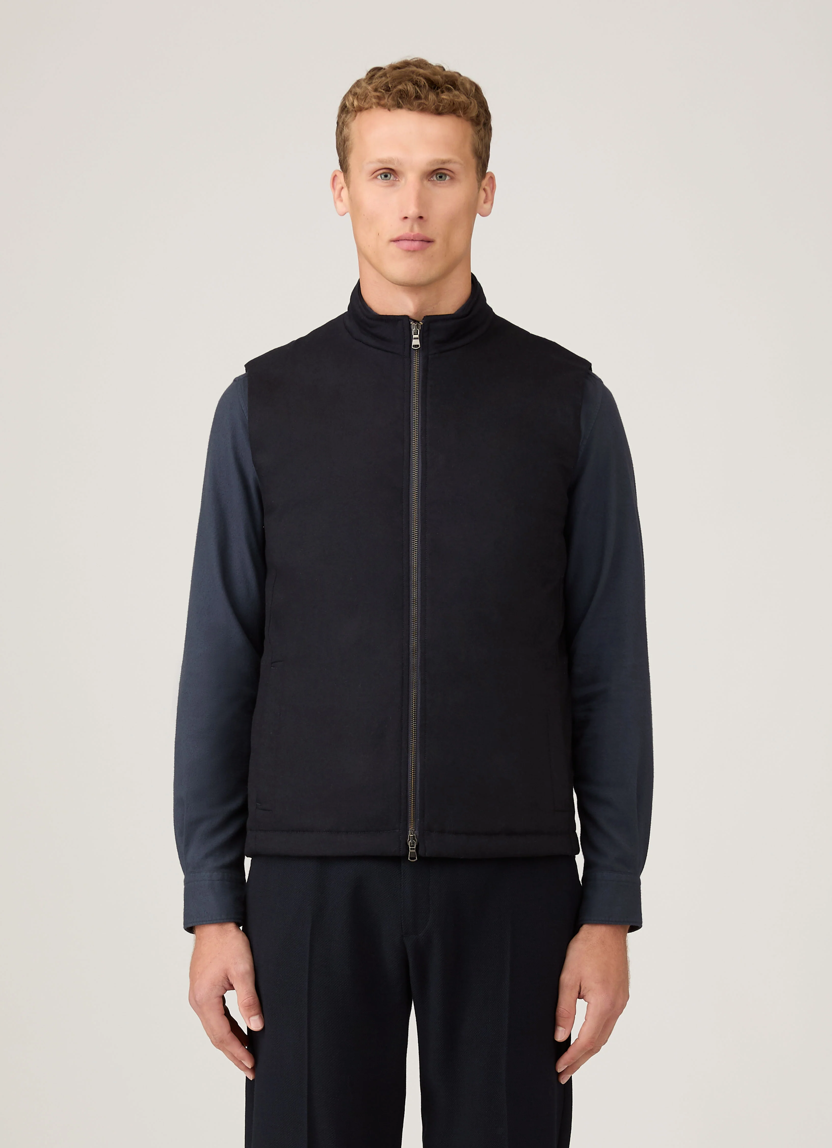 Men's Wool Cashmere Gilet in Navy - Image 2