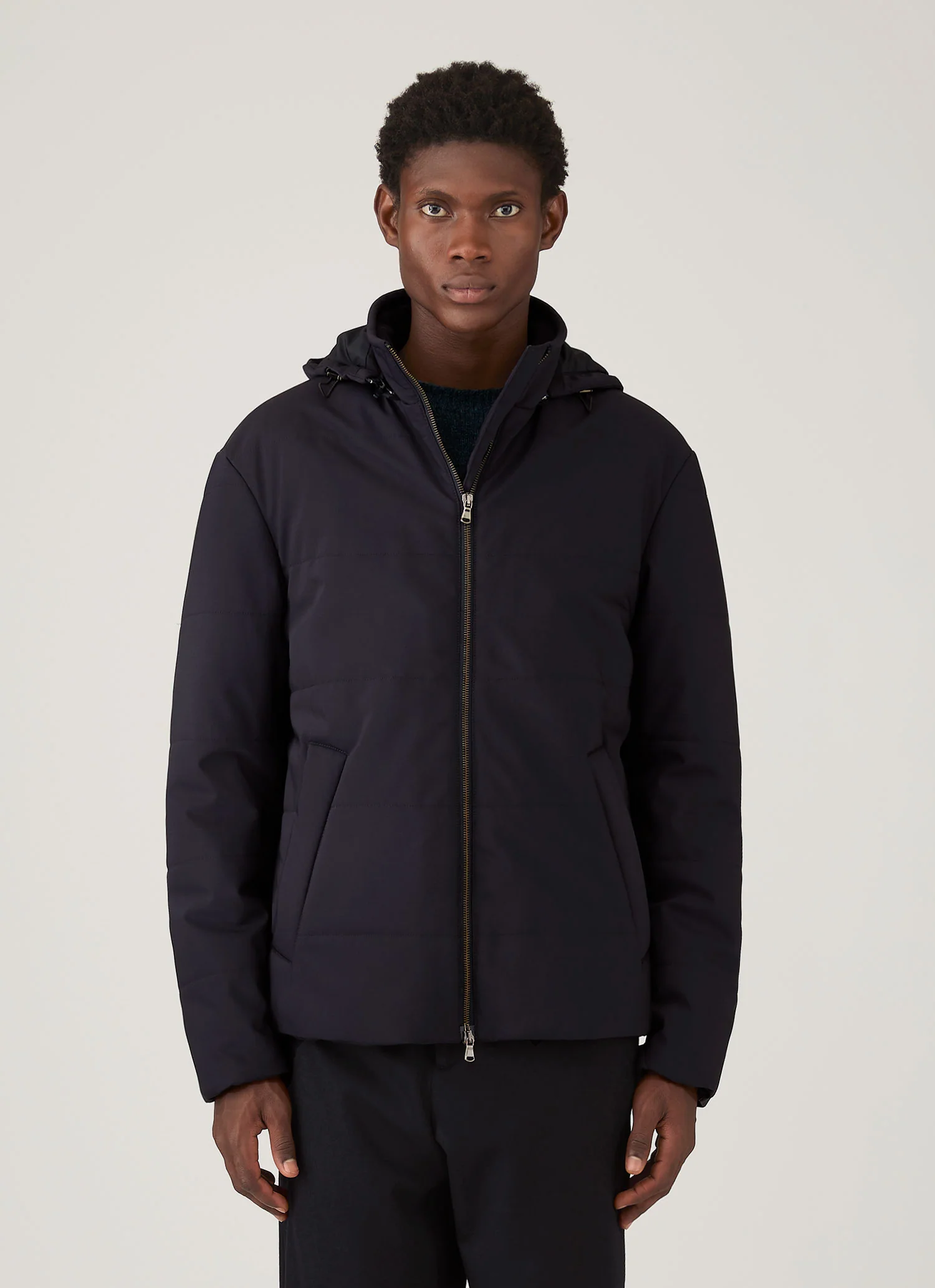 Men's Wool Puffer Jacket in Navy - Image 2