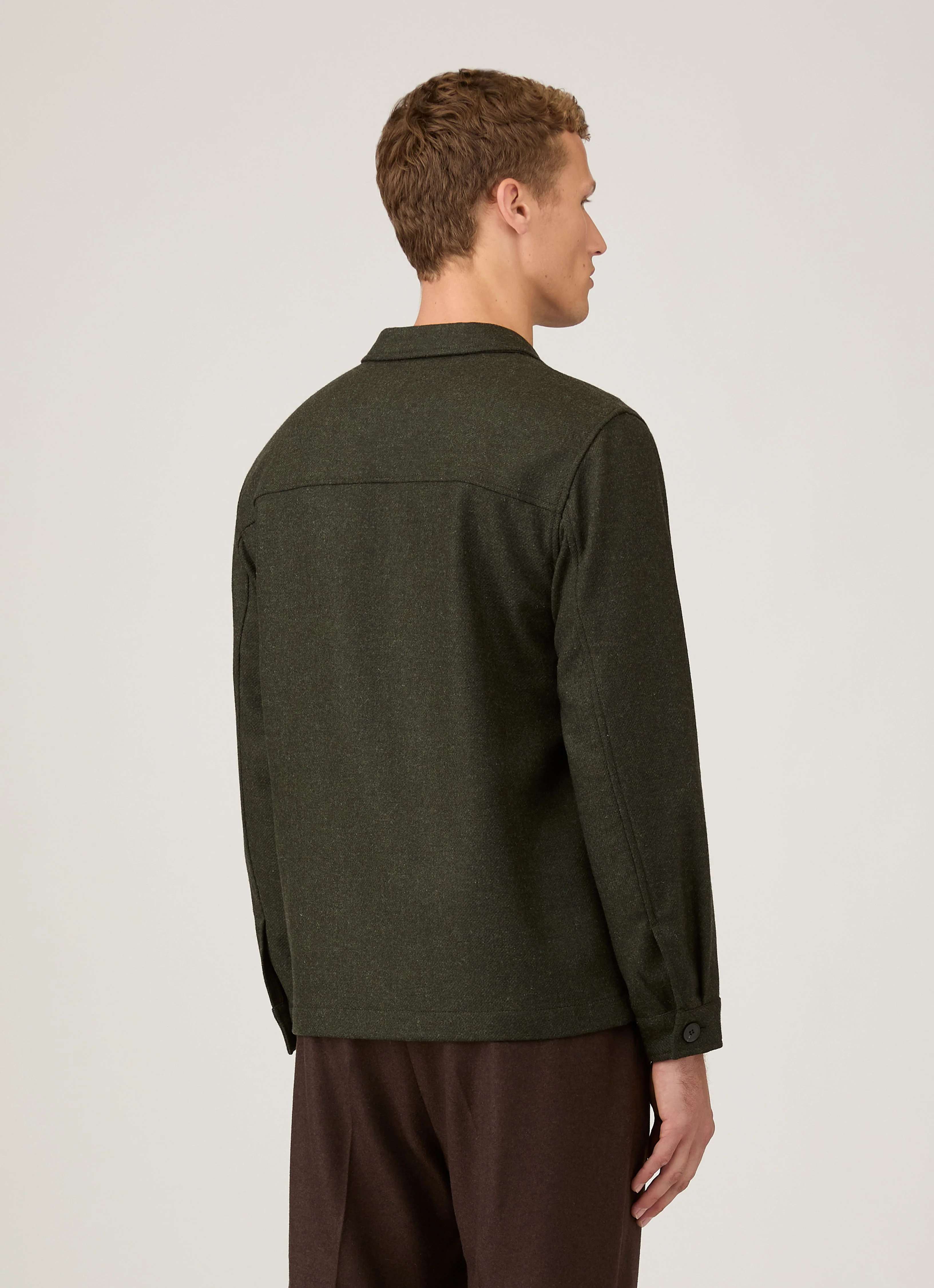 Men's Wool Twin Pocket Jacket in Drill Green - Image 5