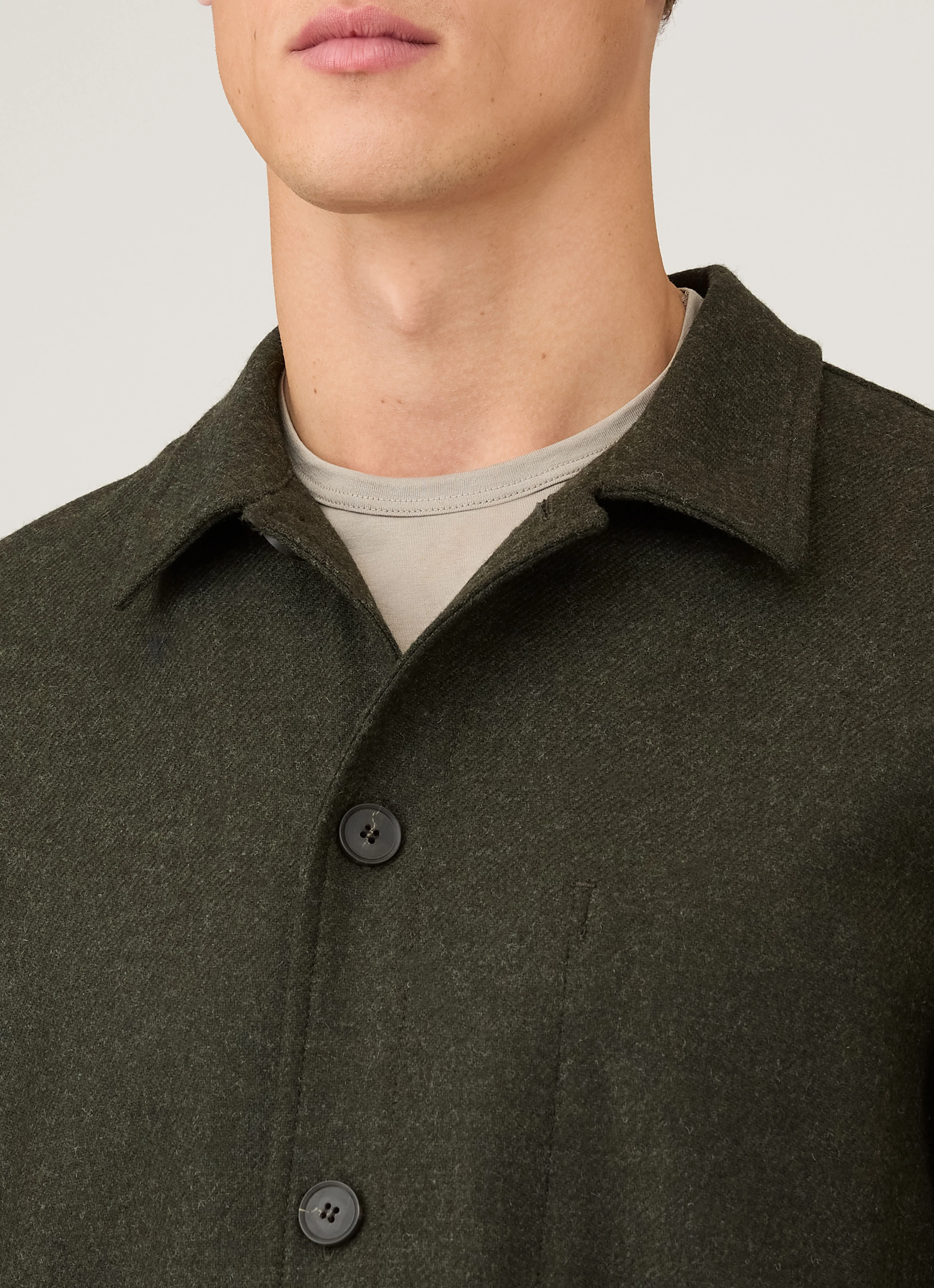 Men's Wool Twin Pocket Jacket in Drill Green - Image 6