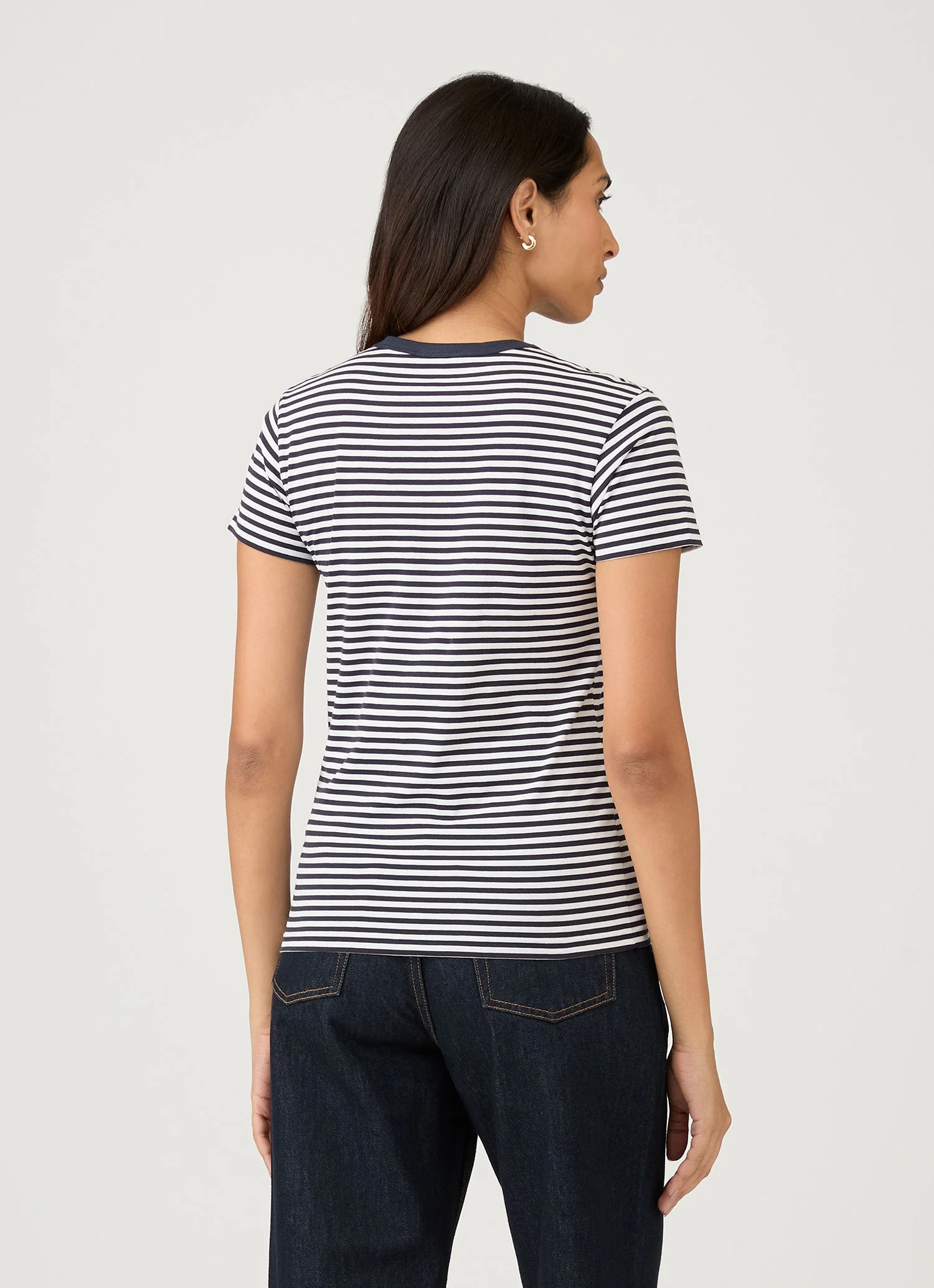 Women's Classic T-shirt in Navy/White English Stripe - Image 3