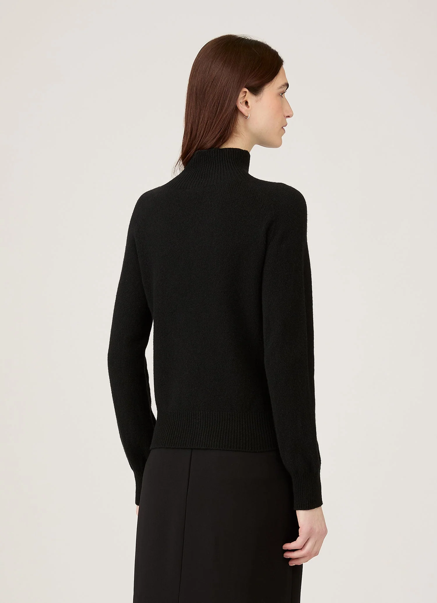 Women's Lambswool Funnel Neck Jumper in Black - Image 3