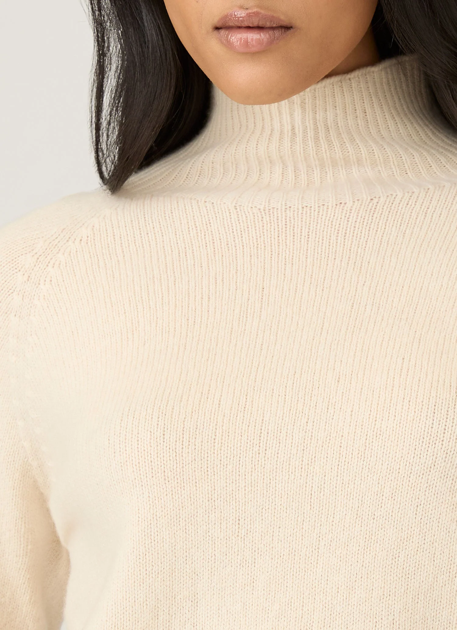 Women's Lambswool Funnel Neck Jumper in Ecru - Image 4