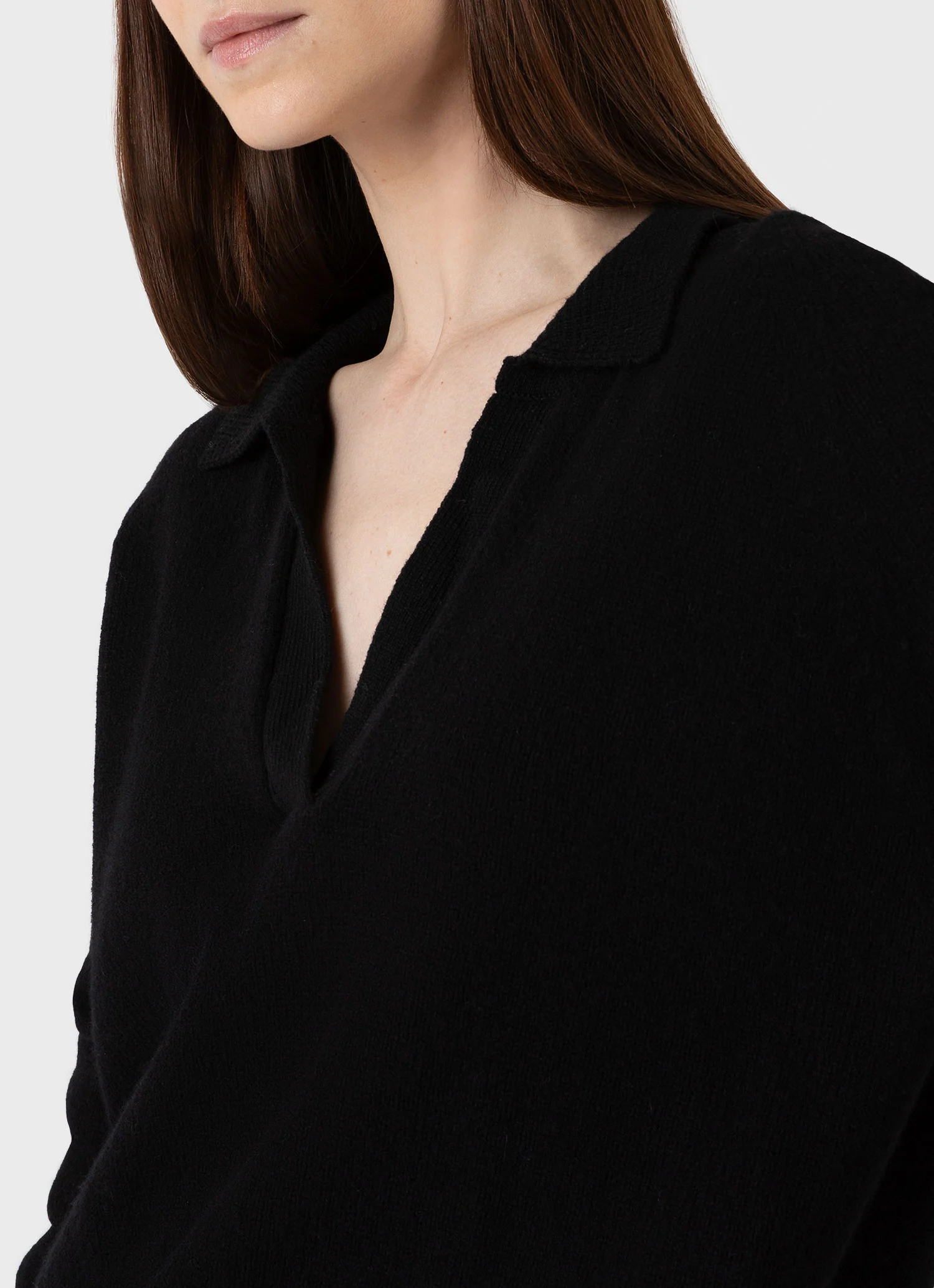 Women's Lambswool Polo Jumper in Black - Image 4