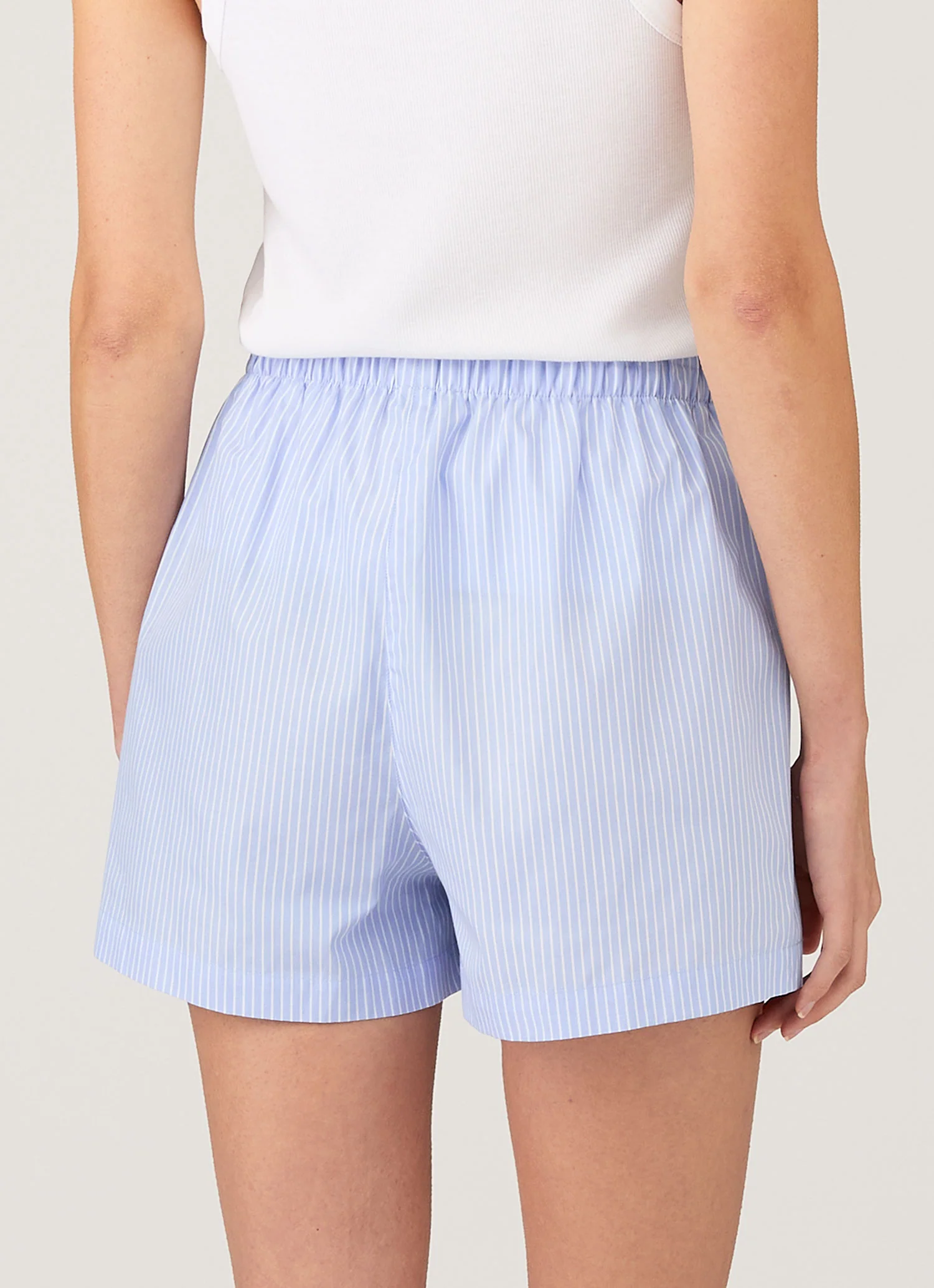Women's Relaxed Poplin Boxer Short in Pale Blue/White - Image 3