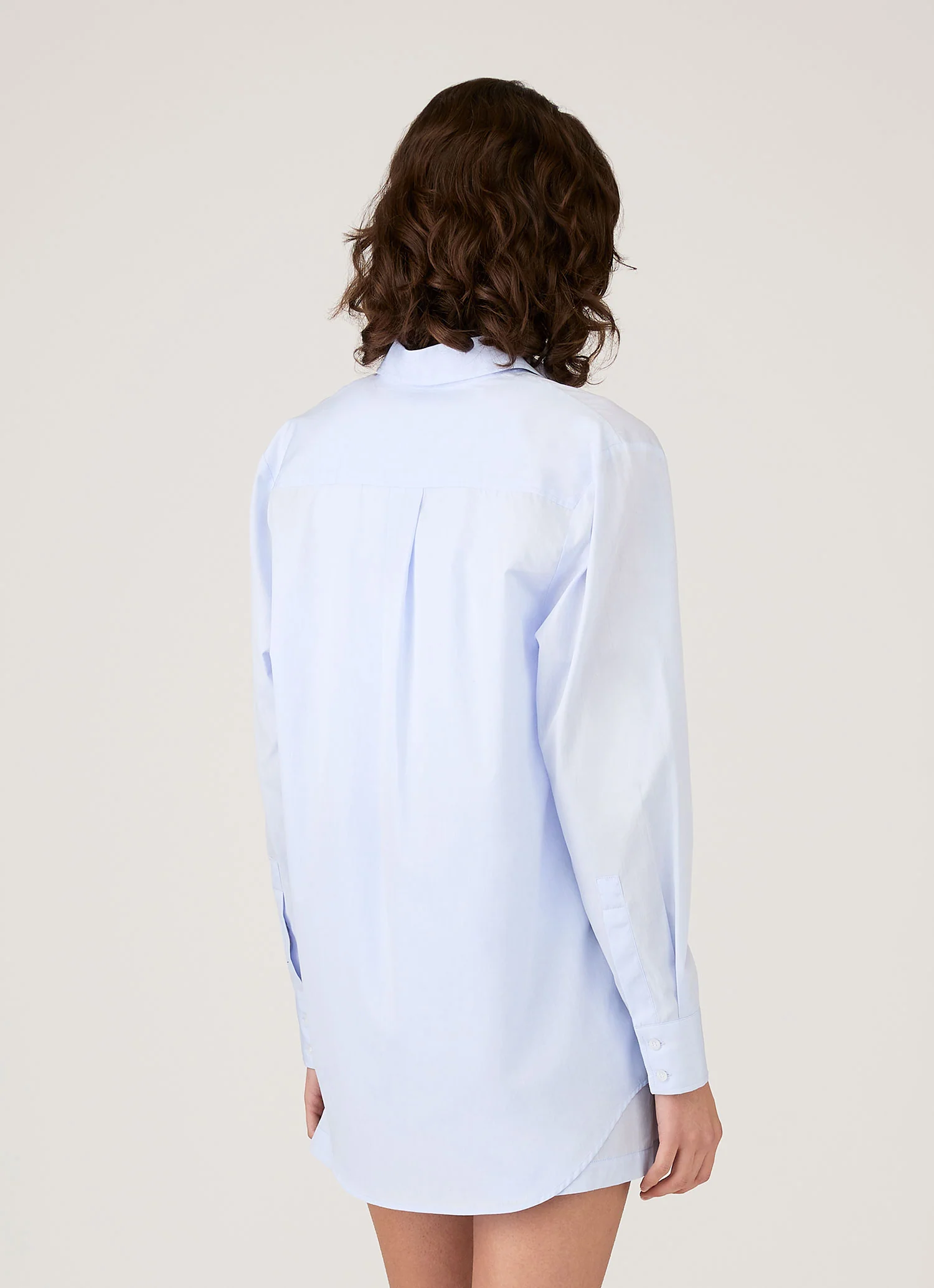 Women's Relaxed Poplin Shirt in Pastel Blue - Image 3