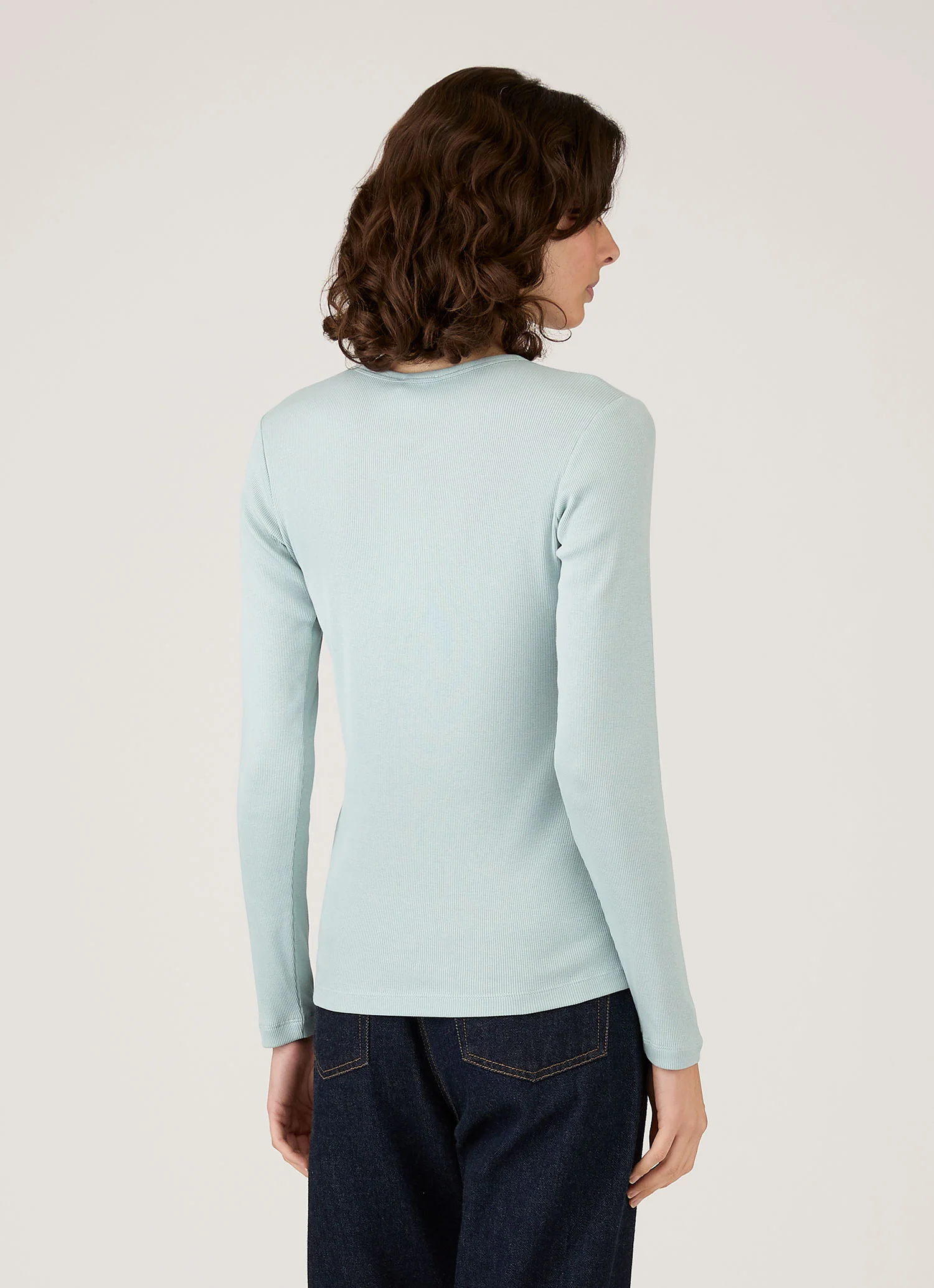 Women's Ribbed Henley in Peppermint - Image 3