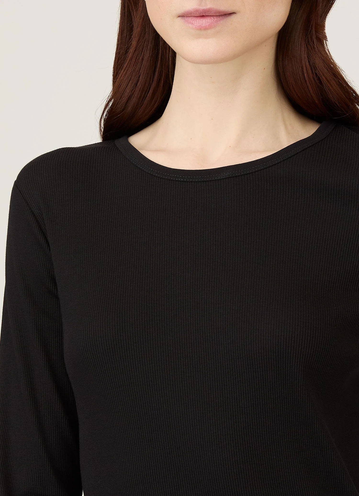 Women's Ribbed Long Sleeve T-shirt in Black - Image 4