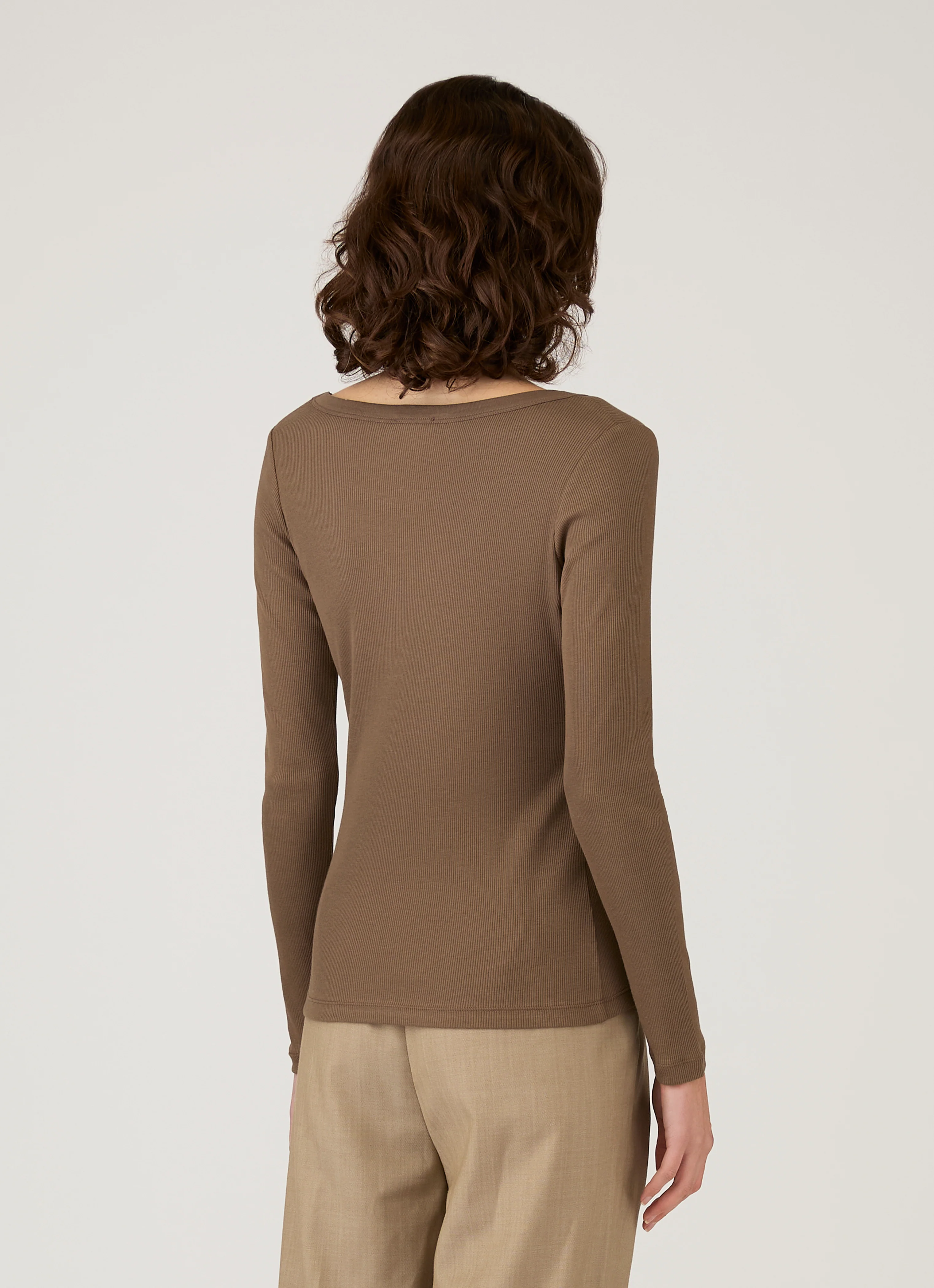 Women's Ribbed Scoop Neck T-shirt in Dark Cedar - Image 3