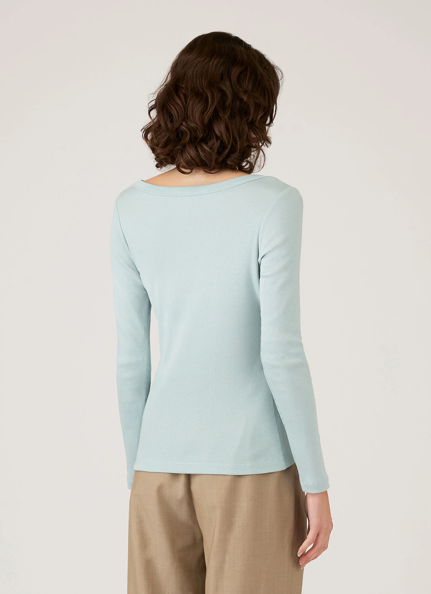 Women's Ribbed Scoop Neck T-shirt in Peppermint - Image 3