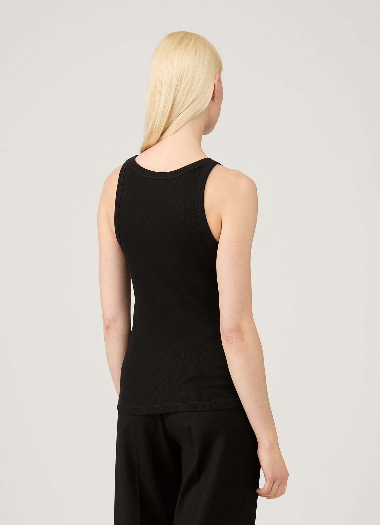Women's Ribbed Tank Top in Black - Image 3