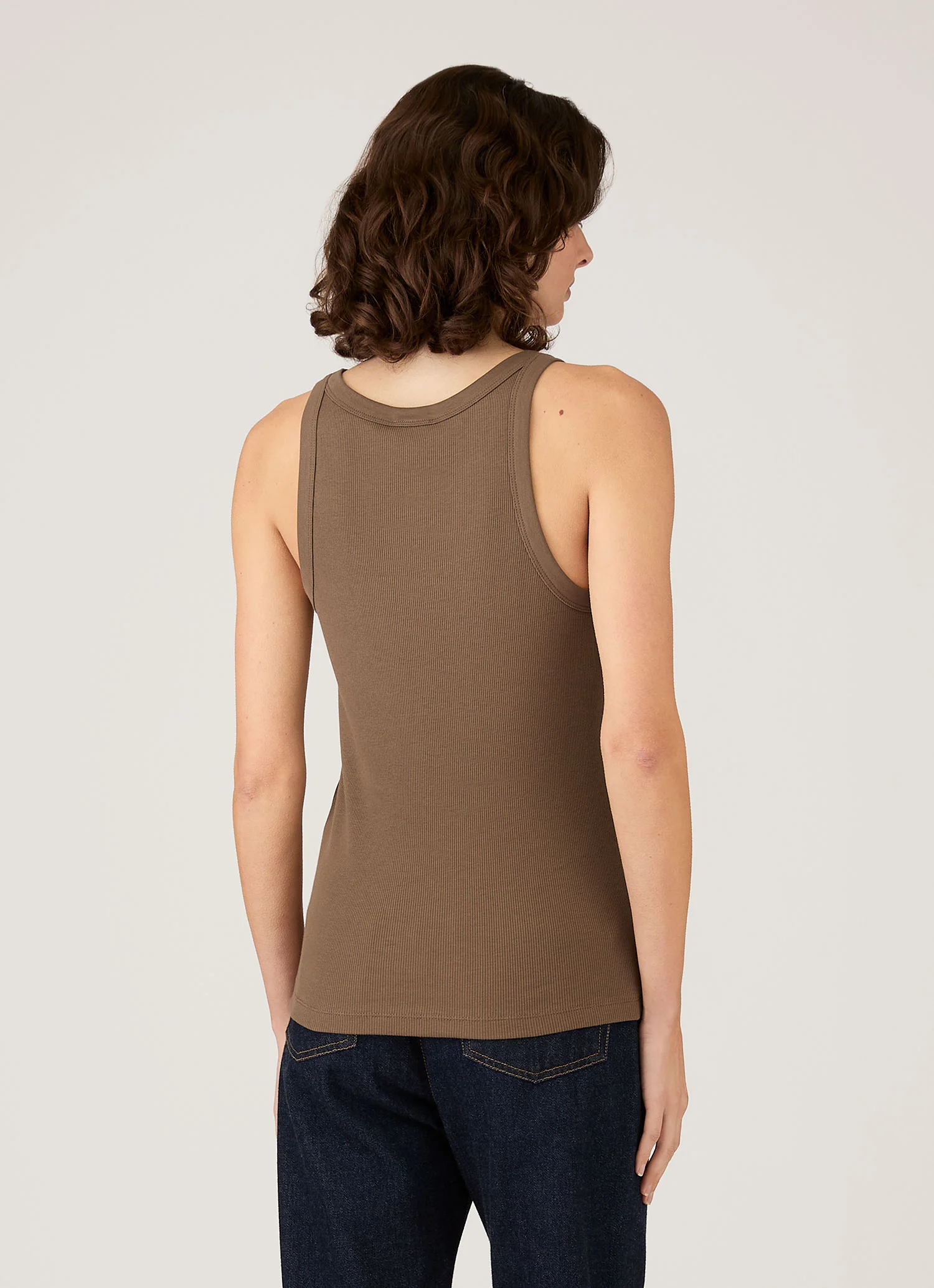 Women's Ribbed Tank Top in Dark Cedar - Image 3