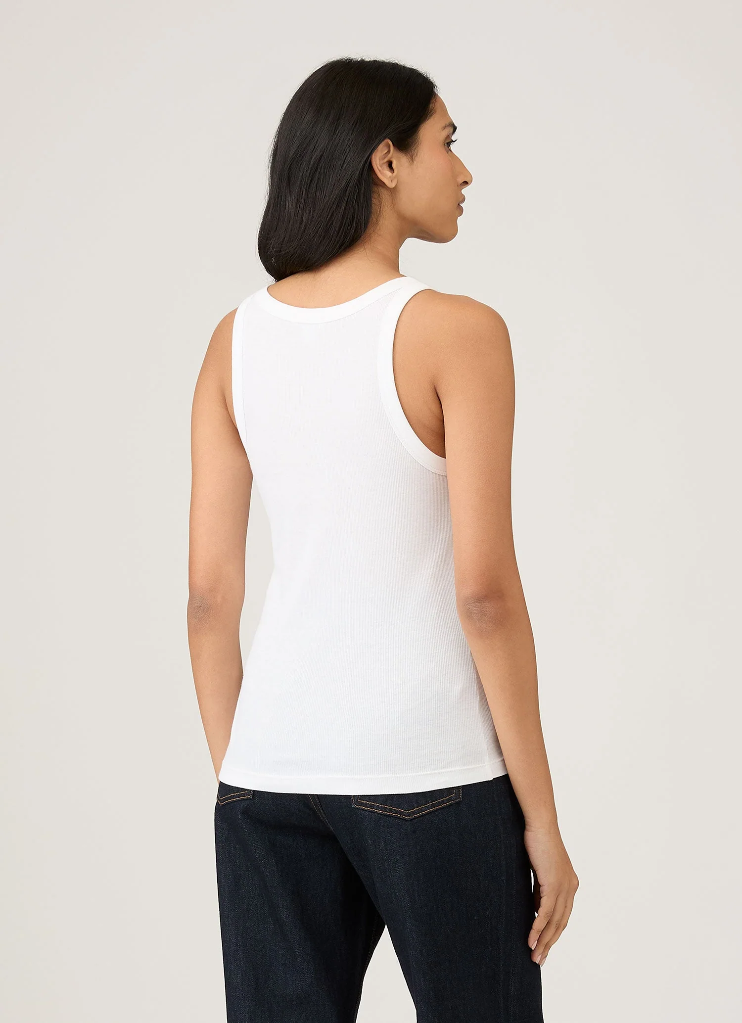 Women's Ribbed Tank Top in White - Image 3