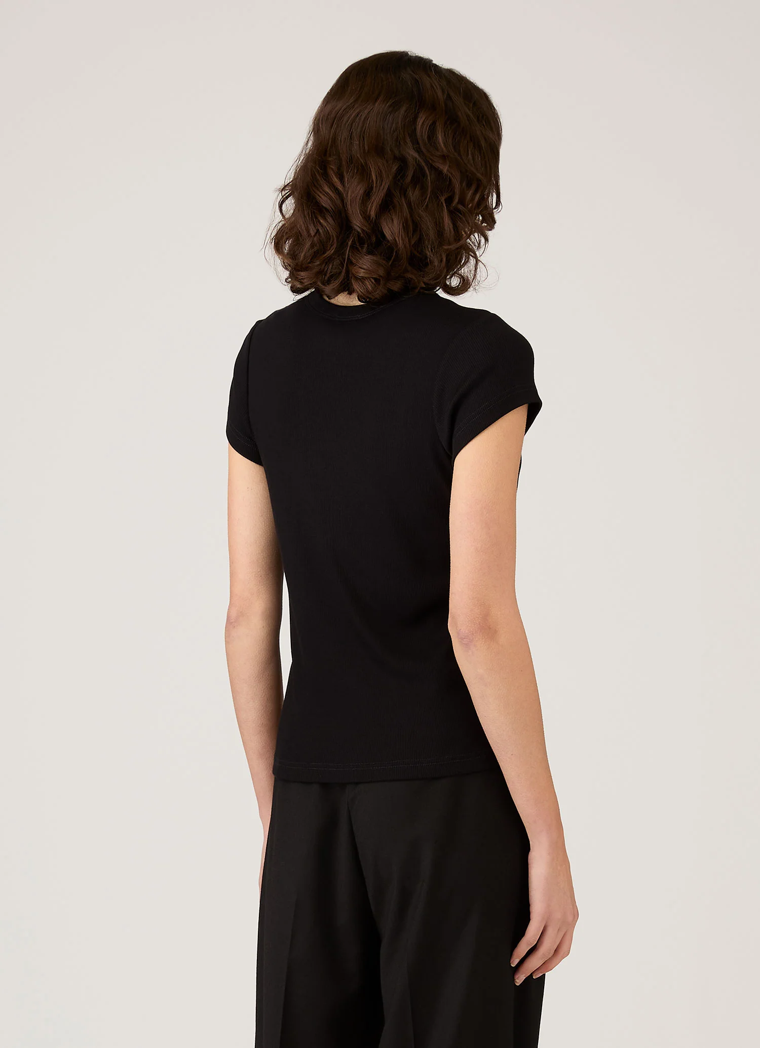 Women's Ribbed T-shirt in Black - Image 3