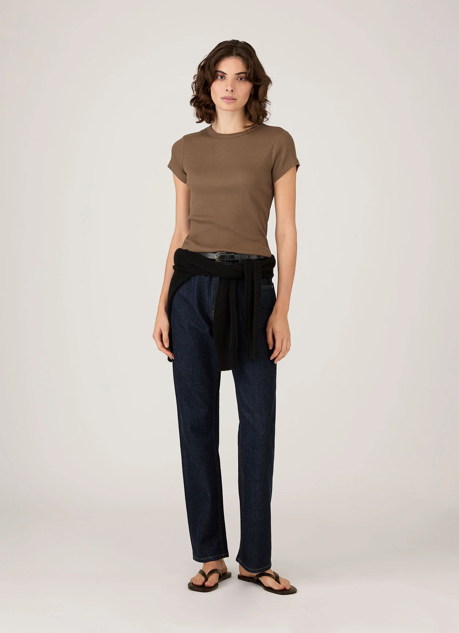 Women's Ribbed T-shirt in Dark Cedar - Image 2