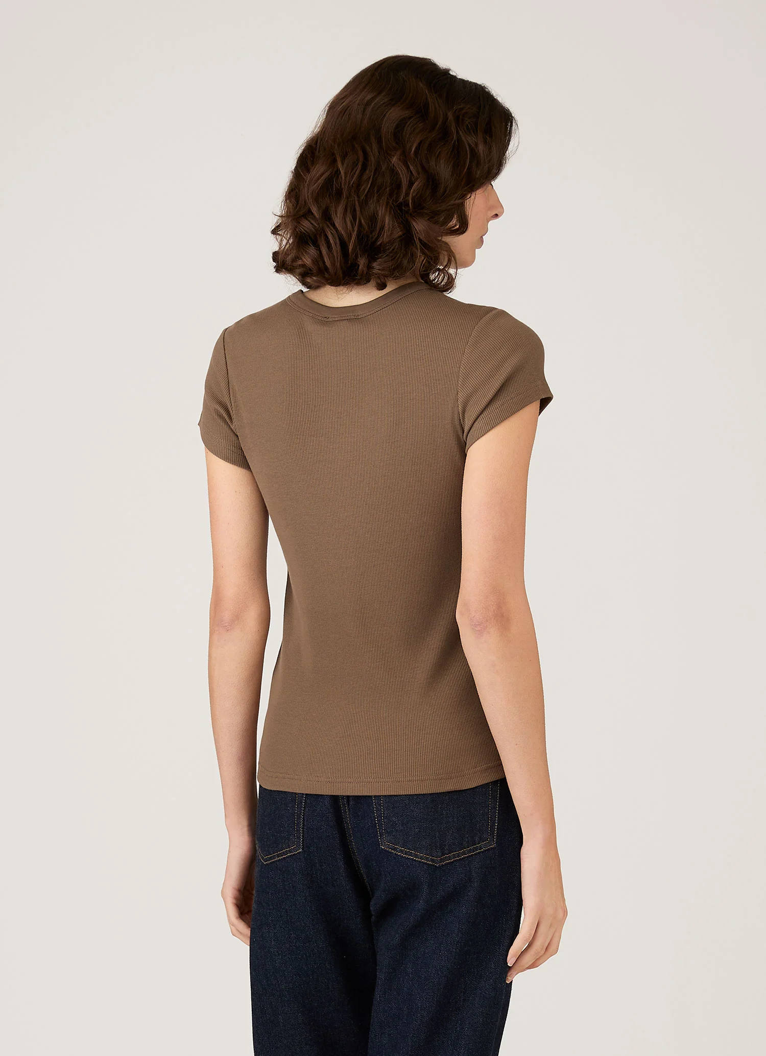 Women's Ribbed T-shirt in Dark Cedar - Image 3