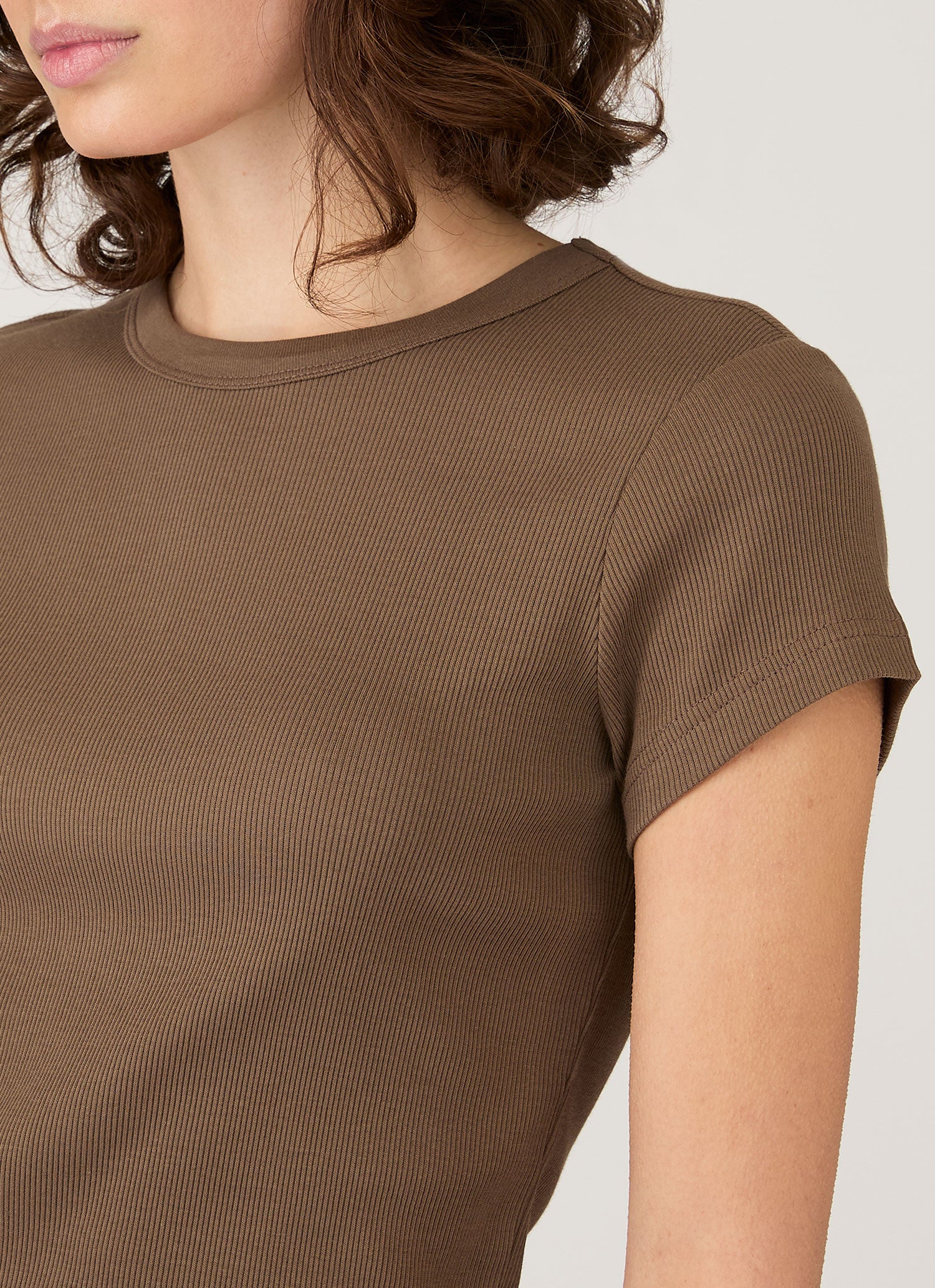 Women's Ribbed T-shirt in Dark Cedar - Image 4