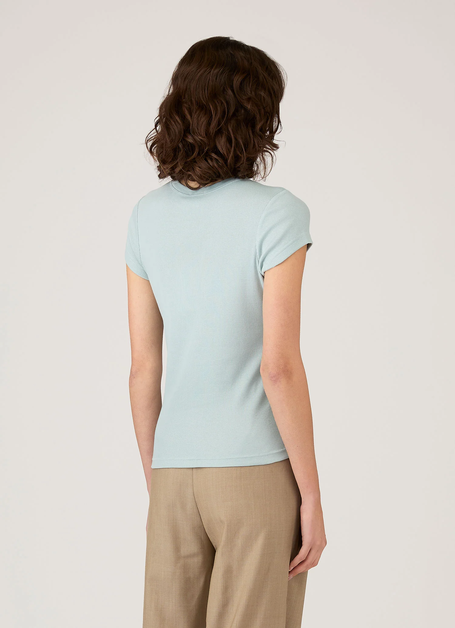 Women's Ribbed T-shirt in Peppermint - Image 3
