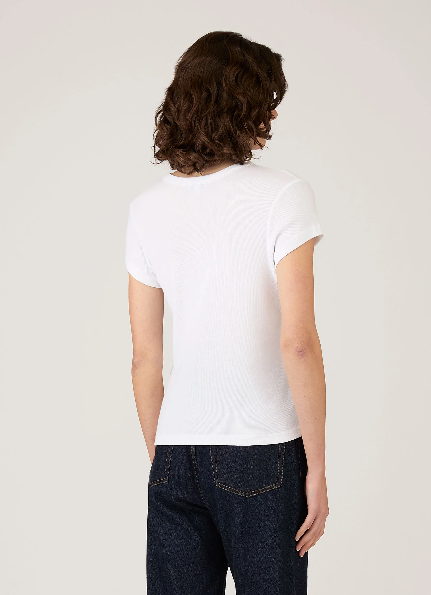 Women's Ribbed T-shirt in White - Image 3