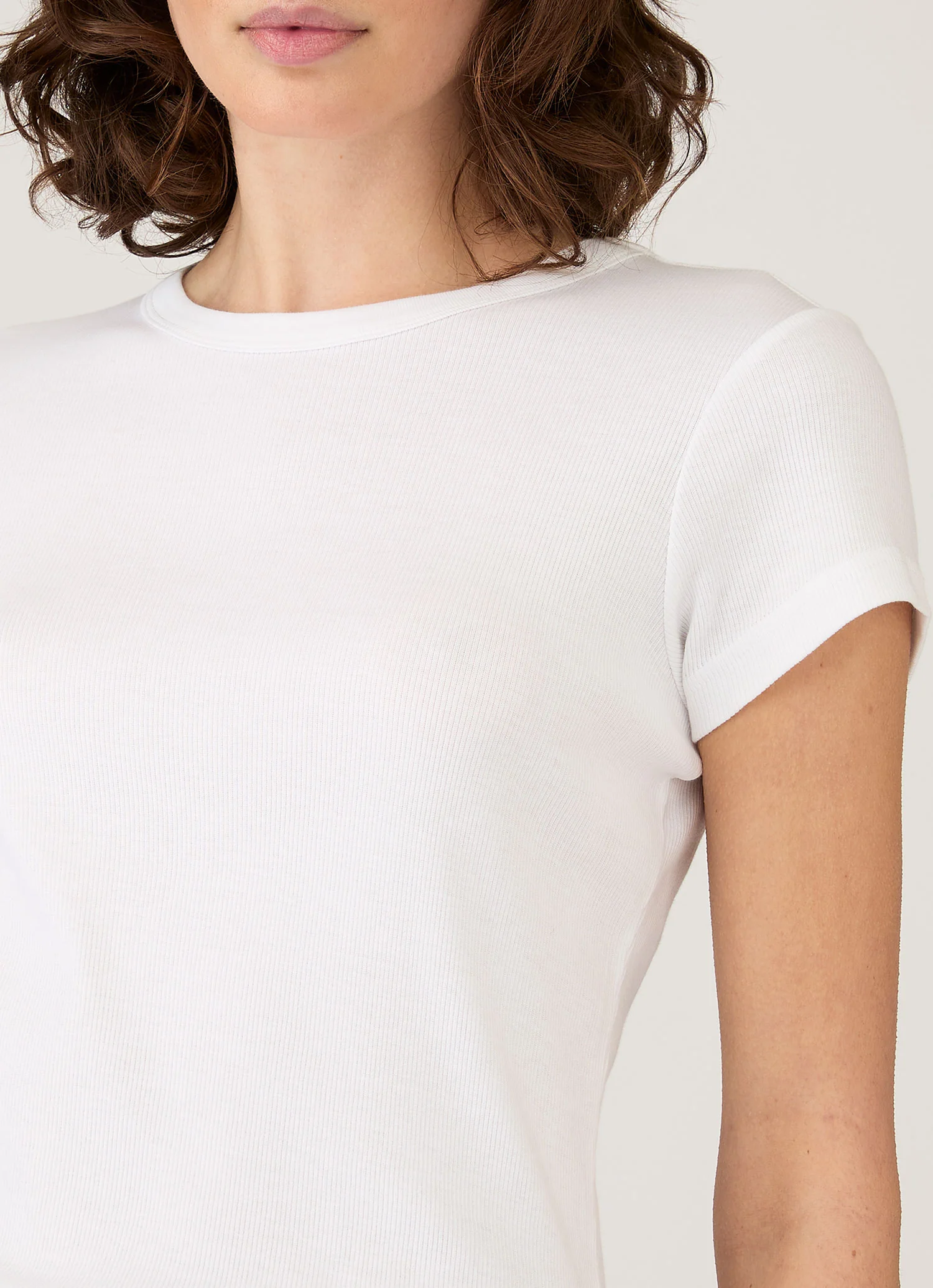 Women's Ribbed T-shirt in White - Image 4