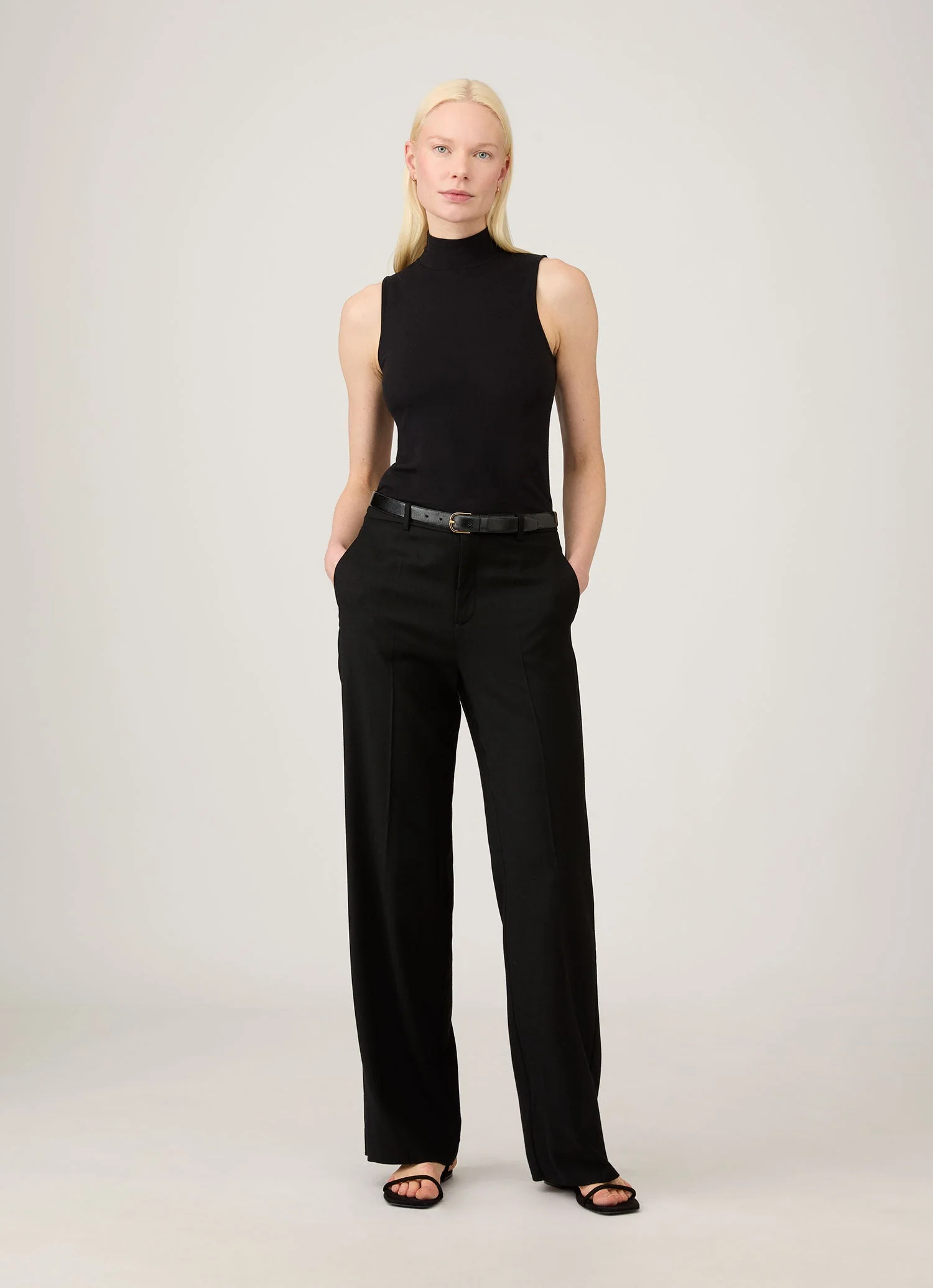 Women's Sleeveless High Neck Top in Black - Image 2