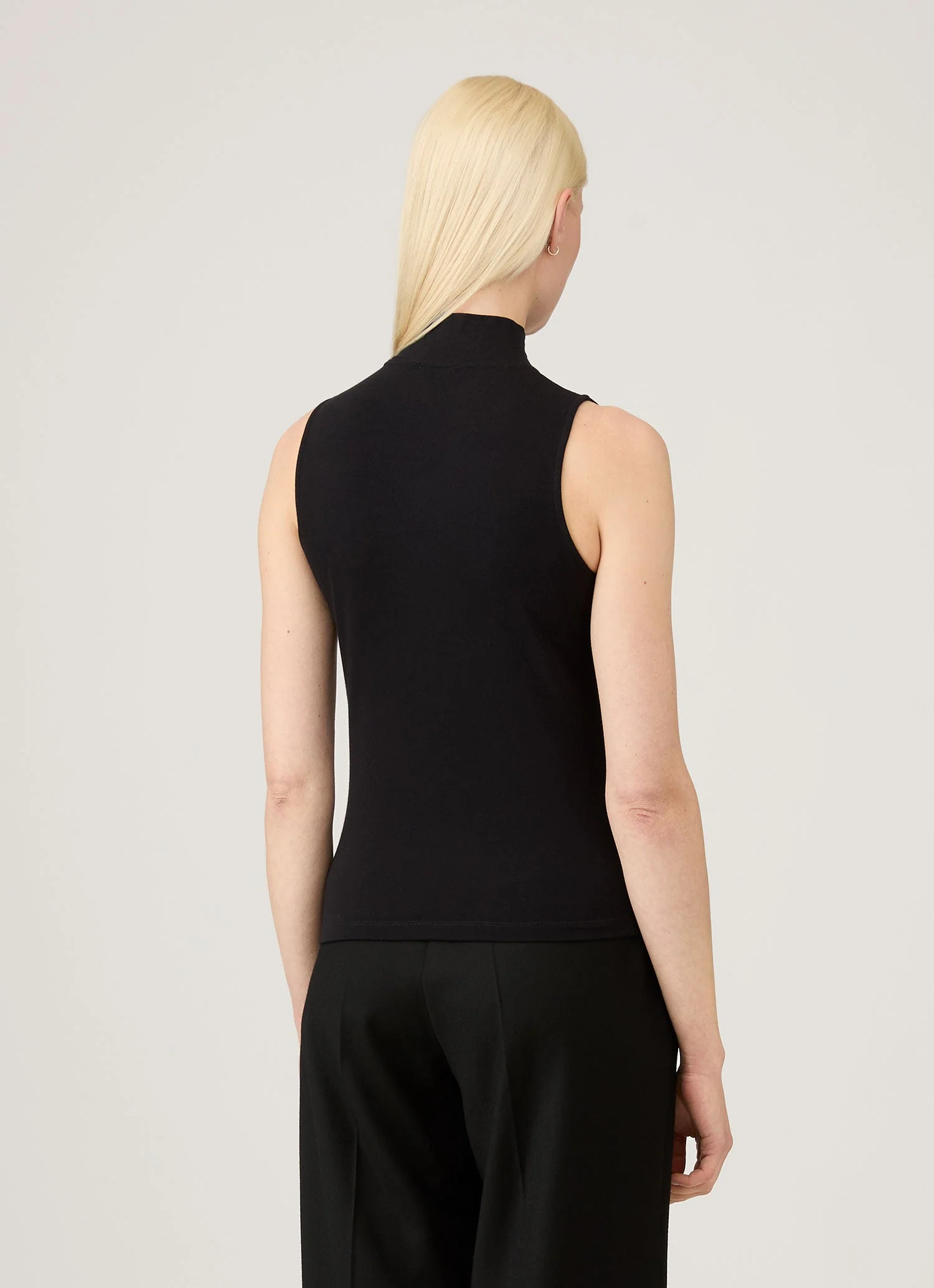 Women's Sleeveless High Neck Top in Black - Image 3