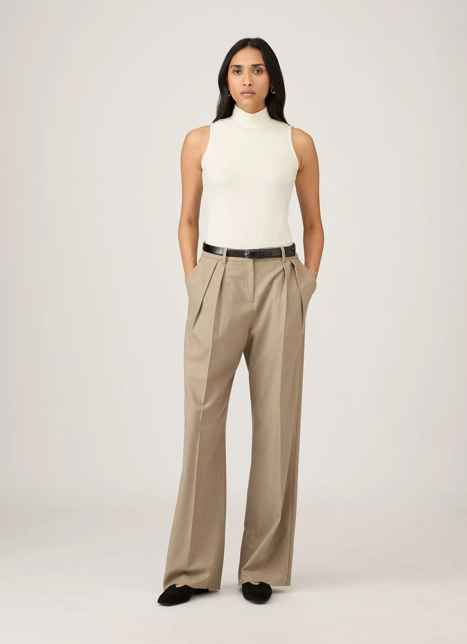 Women's Sleeveless High Neck Top in Ecru - Image 2