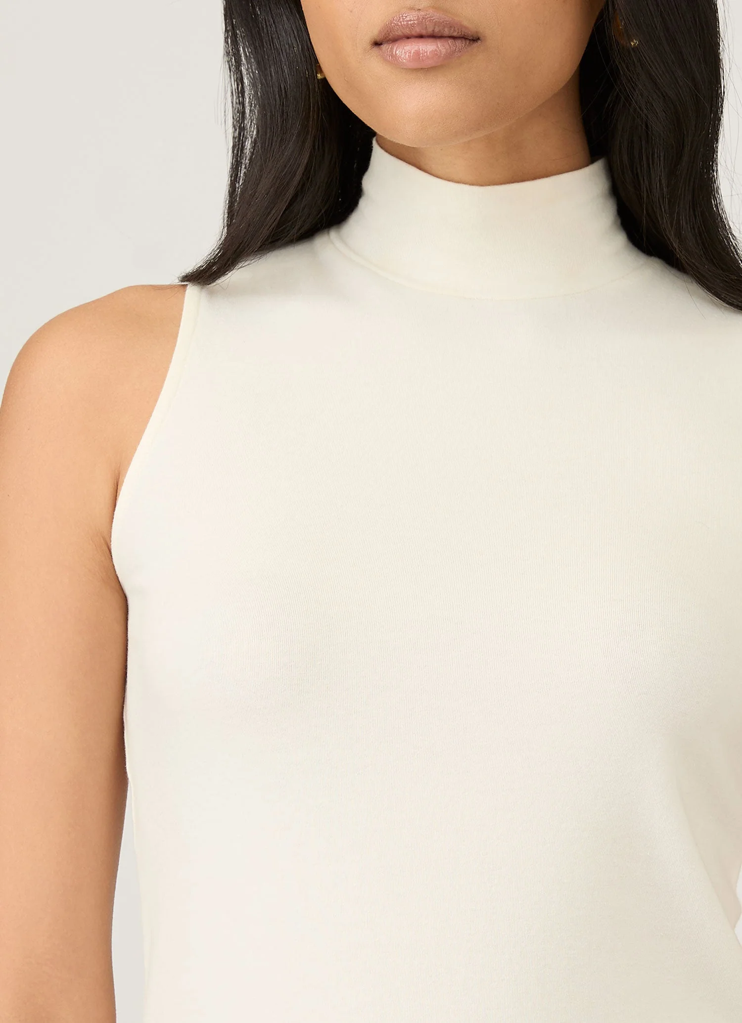 Women's Sleeveless High Neck Top in Ecru - Image 4