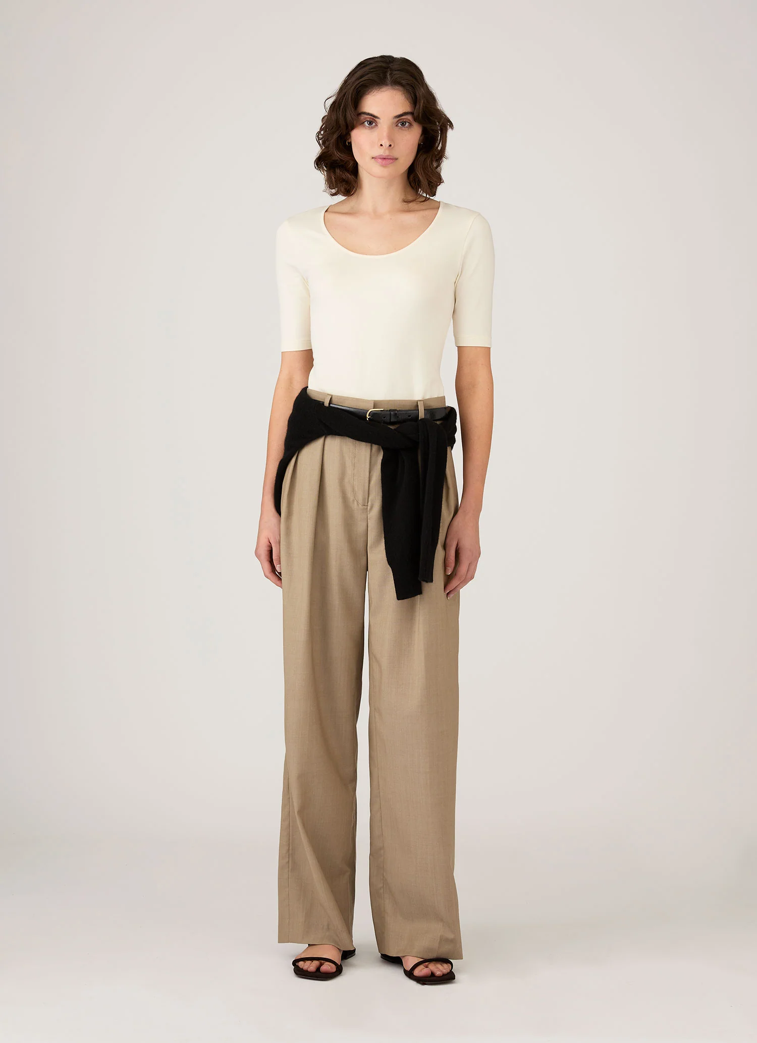 Women's Stretch Cotton Scoop Top in Ecru - Image 2