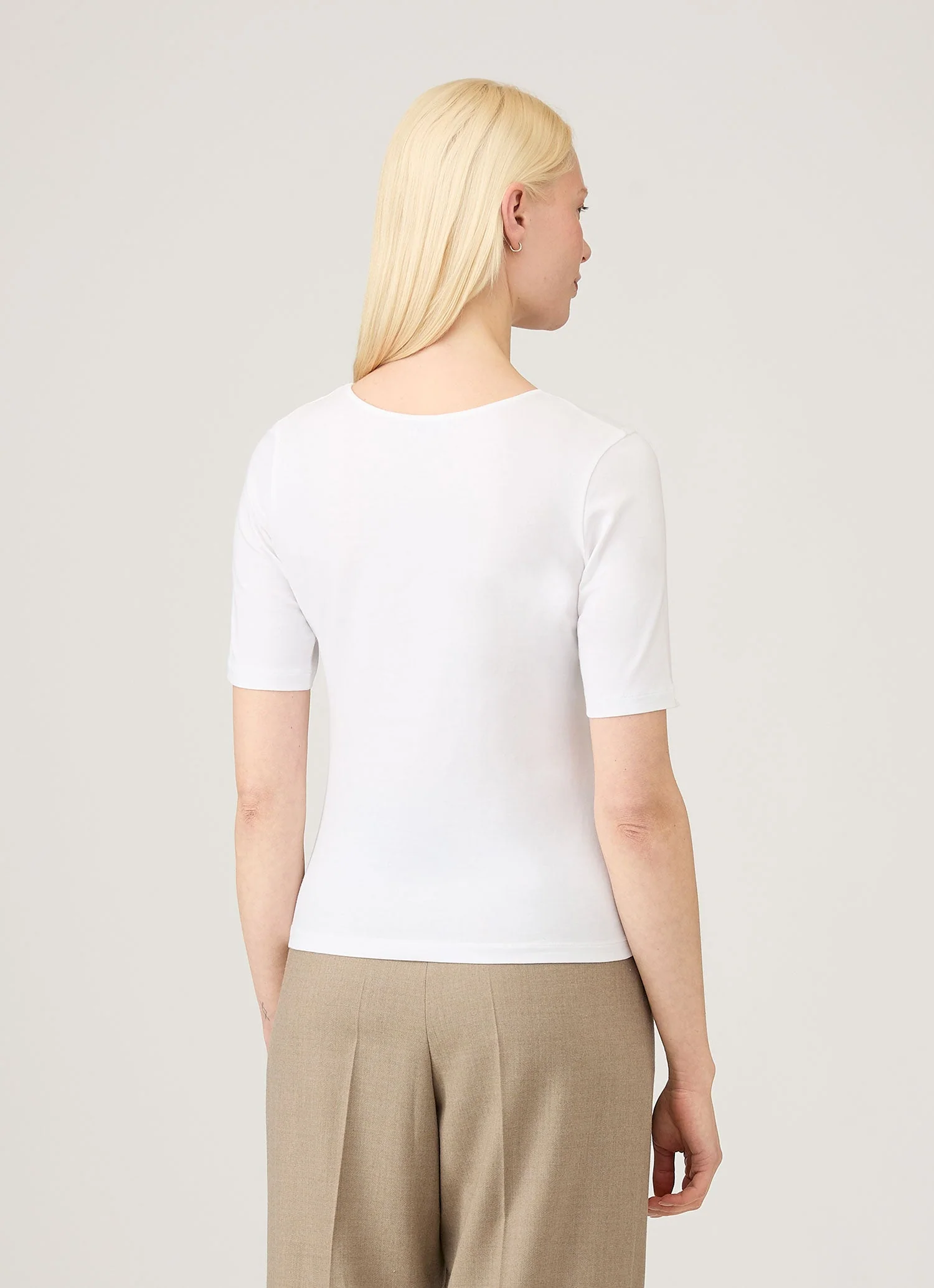 Women's Stretch Cotton Scoop Top in White - Image 3