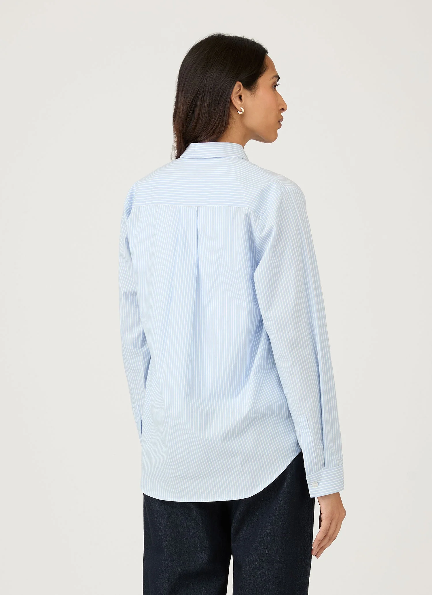 Women's Cotton Shirt in Light Blue/White - Image 3