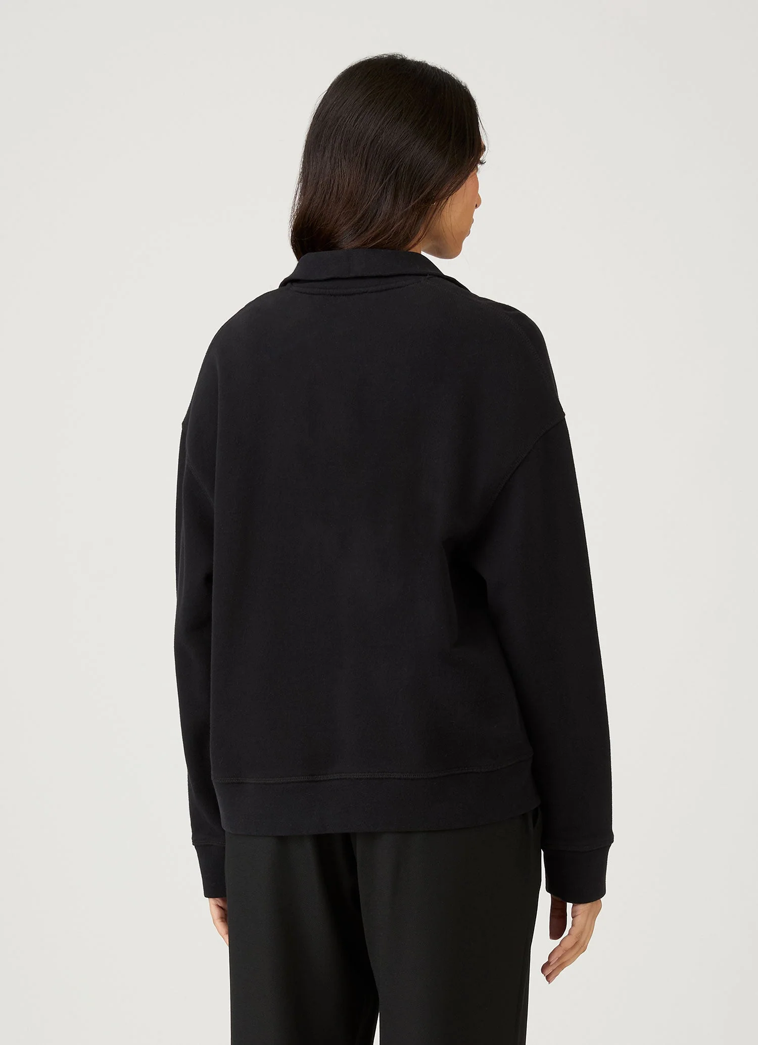 Women's Half Zip Loopback Sweatshirt in Black - Image 3