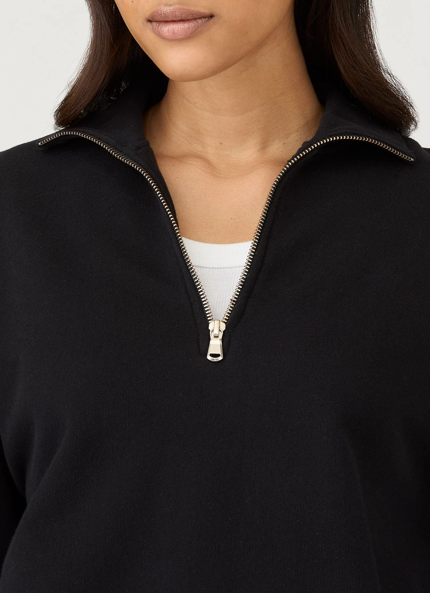 Women's Half Zip Loopback Sweatshirt in Black - Image 4